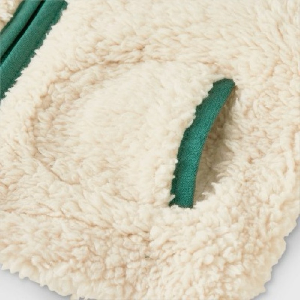 NWT Cat & Jack Kids Cream Sherpa Jacket with Green Trim Size 18months - Picture 4 of 4